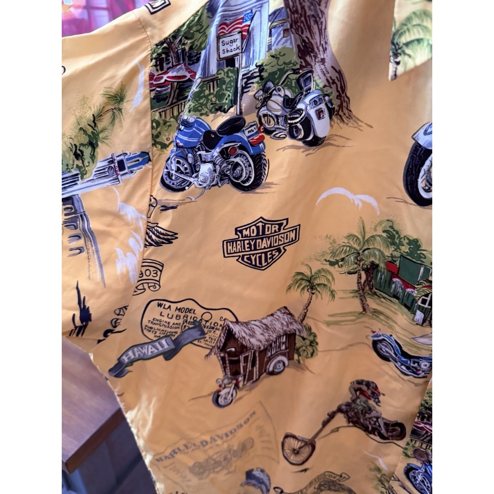 Harley Davidson Hawaiian Shirt XL 100% Viscose Made in Hawaii AS IS Large Rip - Picture 3 of 11